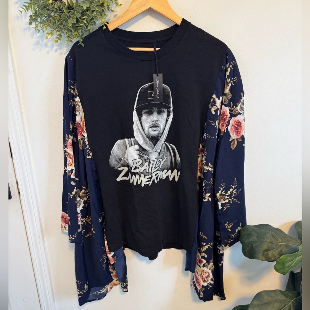 Custom Bailey Zimmerman Concert T-Shirt with Floral Kimono
